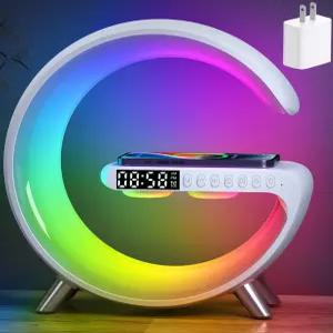 스마트 LED 테이블 램프 5-in-1 야간 조명 고속 무선 충전소 256개의 모드 조광 침대 옆 침실용 블루투스