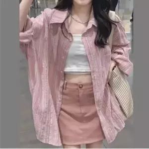 스트라이프 루즈핏 캐주얼 오버핏 남방 롱 셔츠 여름 아우터