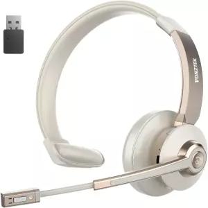 마이크 노이즈 캔슬링 기능이 있는 본즈텍 무선 헤드셋 음소거 및 USB 동글 5.0 블루투스 휴대폰 PC 컴퓨터