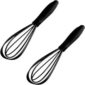 2Pcs 블랙 미니 실리콘 거품기 6.7인치 주방 베이킹 교반용 비터 및 우유 요리 믹서 달걀 논스틱 논 도구