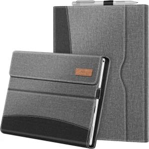12.3인치 Microsoft Surface Pro 7 Plus 7/6/5/4/3용 핀티 케이스 - 포켓이 있는 포트폴리오 비즈니스 커버