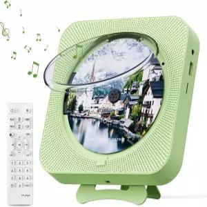 리모컨 타이머 내장 듀얼 스피커 LED 디스플레이 홈 오디오 붐박스 FM 라디오(녹색)를 갖춘 CD 음악