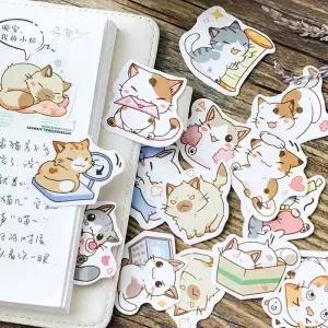 45 개/상자 내 장난 꾸러기 고양이 Kawaii 미니 종이 스티커 Diy 일기 앨범 Scrapbooking 장식 학교 용품
