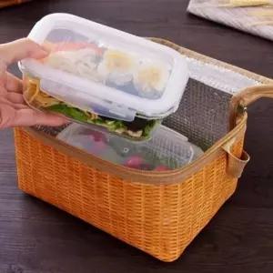 ( )라탄 패턴 보온 보냉백 피크닉 직장인 도시락 가방 파우치