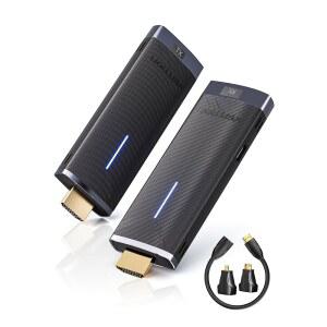 VENTION 무선 HDMI 동글 송신기 수신기 2.4/5GHz 4K 디코딩 131FT/40M 블루투스 어댑터 미라캐스트 1080P 블랙으로 송신기와 익스텐더 연결