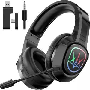 PC PS4 무손실 오디오 USB 조명-블랙 사운드 무선 지원 헤드셋 타입-C용 2.4GHz 위의 7.1 40시간 LED 연결