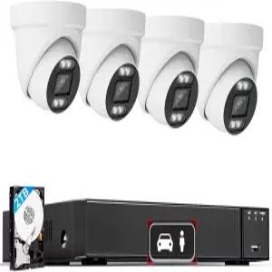 4K POE 카메라 시스템 실외 가능 NVR 비즈니스 홈용 1 200만 모션 AI 24시간 감지 2TB 녹화 스마트 8MP 및