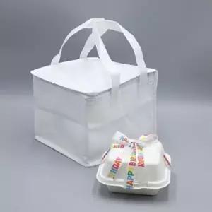 보냉백 도시락가방 상자 케이크 보온 가방 보냉백 포장 디저트 무지 카페 포장재 30cm 손잡이형 지퍼 사각