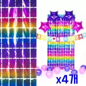 [RIZPICK]기념일 레인보우스타 블럭 수술 커튼 파티장식 은박 생일 데코 소품