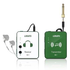 LEKATO 무선 인이어 모니터 시스템, 2.4G 공연용, 수신기 그린 벨트 밴드 스테레오 페어링, 라이브 송신기 팩 IEM 리허설, 스튜디오, 자동