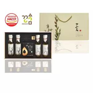 [꼬숨식품] 저온압착 참기름 들기름 5종세트 (참기름2+들기름2+파우치1)(수입산)
