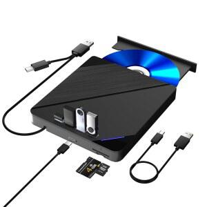 TYYWGD 외장 블루레이 드라이브, 7 IN 디스크 맥OS와 4개, 드라이브 USB SD BD 지원 슬롯, DVD CD 100G 및 USB3.0 리눅스 /W, 호환 R TYPE-C /TF 윈도우 버너, 1 카드 (블루레이 포트 DVD)