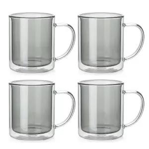 코코비아 더블월 이중 내열 유리컵 4P 세트 그레이 300ml 머그컵 유리잔