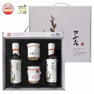 [꼬숨식품] 저온압착 참기름 4종세트S (참기름2+핑크솔트+볶음참깨)(수입산)