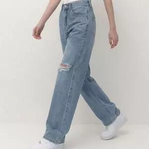 [하프클럽/]여자 와이드 찢청 데님 팬츠 데일리 청바지