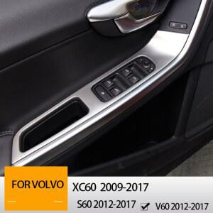 차량용컵홀더 스테인레스 스틸 도어 팔걸이 유리 리프터 버튼 패널 장식 커버 볼보 XC60 S60 V60 자동차 액세서리 스티커