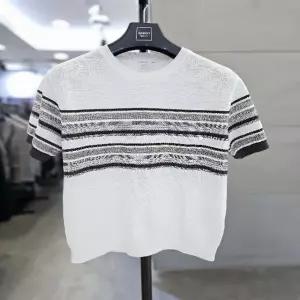 바쏘옴므 남자 브라운 그라데이션 라운드 반팔 니트 WSA2WR11