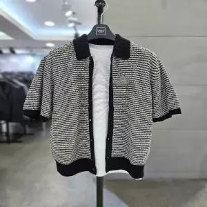 바쏘옴므 남자 여름 네이비 카라 반팔 니트 가디건 WSZ2WA42ANY