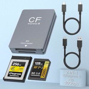 CFEXPRESS 타입 B 카드 리더기 - XQD, 카메라용 /S 휴대용 맥북 /에어 윈도우와 /USB-C 433MB 프로 M1, EXPRESS, SD 메모리 알루미늄 호환 썬더볼트