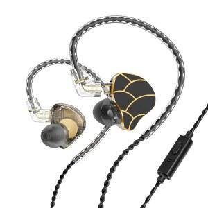 마이크가 있는 인이어 모니터 유선 이어버드, 팁이 IEM, 탈착식 위한 베이스 3.5MM 가수를 음악가 헤드폰 코드 (마이크 딥 포함, 케이블 블랙) 게임용 사운드 스테레오 HIFI 및 이어