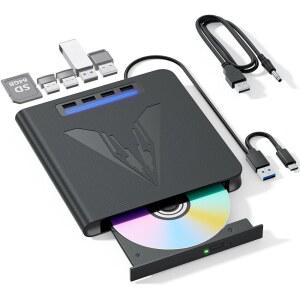 LLMHHKYK PC 노트북용 7 IN 1 버너, 및 데스크톱용 윈도우 /CD 지원, 드라이브 /DVD 블루레이 휴대용 디스크 리더기 리눅스 100GB 허브, (7 /TF SD 외장 카드 맥OS 1) 3.0 USB