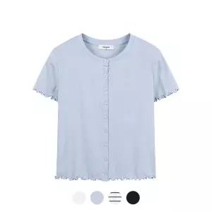 폴햄 여성 웨이브 립 반팔 가디건_PHF2TC2420 512260