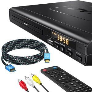 HDMI가 있는 TV용 DVD 플레이어, 모든 케이블 위한 시스템용 CD 재생하는 및 홈 간단한 RCA 지역을 노인을 HDMI 3M(10피트) HDMI케이블 스테레오 포함,