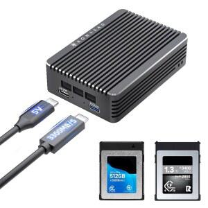 KONYEAD USB4 CFEXPRESS 4.0 타입 B 무소음 액티브 /M2 리더기, /3.0과 호환 /M3용 알루미늄 /3.1 M1 카드 THUNDERBOLT4 지원, 역 쉘, 디자인, 내장 팬, USB3.2 /USB4 맥 냉각,