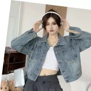 데님 루즈핏 숏자켓 중청 포켓 찢청 청자켓 여자