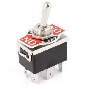 재고 있음 AC 250V/10A DPDT 3 위치 ON/OFF/ON 6 핀 토글 검정색  은색