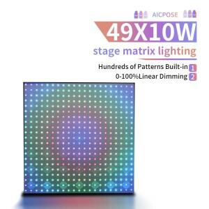 DMX512 LED 49x10w 매트릭스 무대 효과 조명 DJ 디스코 파티 댄스 플로어 바 및 웨딩 장식에 적합