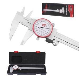 STANDARD GAGE 미터법 다이얼 캘 측정 4방향 스테인리스 기계식 다이얼, 정밀 0.02MM 정확도, 아날로그 수동 금속 도구 범위, 스틸 0-150MM