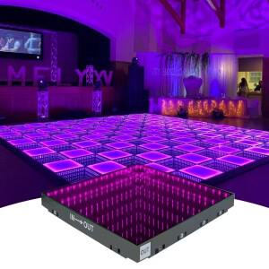 부토이 16개 0.5x0.5m 3D 효과 LED 댄스 플로어 라이트 마그네틱 무한 거울 패널 웨딩 파티 조명 장비