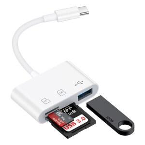 USB C TO 카메라 어댑터, 17E 갤럭시 및 픽셀9 S26, 15.3인치 프로 카드 맥스 17 16 트레일 16E 리더기 SD 포트 삼성 슬롯 안드로이드 에어 1 듀얼 메모리 어댑터 리더기용