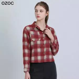 [오조크(OZOC)] 플란넬 크롭 체크 셔츠 (택가격 88000원)