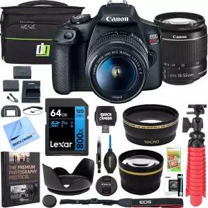 EF-S 18-55mm가 장착된 캐논 EOS 레벨 T7 DSLR 카메라 번들은 II 렌즈 24.1MP Wi-Fi 미국 보증 데코 기어