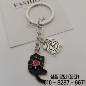 귀여운 에나멜 키 체인 고양이 시계 링 여성용 동물 핸드백 액세서리 자동차 걸이식 DIY 수제 쥬얼리