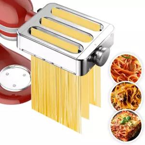 3in 메탈 파스타 메이커 부착물 모든 키친에이드 스탠드 믹서와 호환되며 롤러 페투치 커터 스파게티