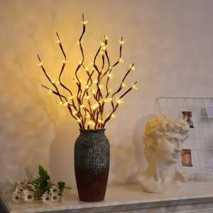 1/2PC 20LED 벚꽃 나무 가지 조명 실내외 홈 데코 램프 로맨틱 배터리 작동 테이블 꽃병용