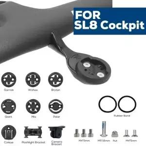 SL8 아웃 프론트 컴퓨터 홀더 스톱워치 마운트 GPS 자전거 와후 호환 알루미늄 합금