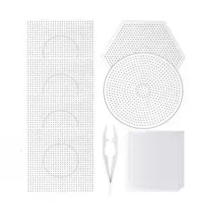 8팩 5mm 대형 투명 플라스틱 퓨즈 비즈 보드 DIY 공예용 다림질 종이 5개와 흰색 핀셋 1개가 포함된 비드