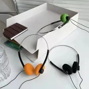 유선 스테레오 헤드폰 3.5mm 와이어 플러그 온이어 레트로 빈티지 스타일 워크맨 CD 플레이어 컴퓨터용