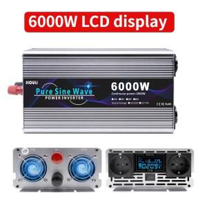순수 정현파 인버터 12V to 60Hz 3000W 차량용 캠핑 차박 가정용 파워뱅크 형 소켓 LCD 디스플레이