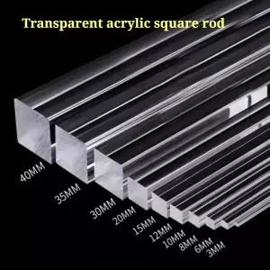 아크릴봉 1-12pcs 2x2mm  40x40mm 투명 아크릴 사각 막대 플렉시글라스 바 길이 200mm/500mm DIY 공예 건축