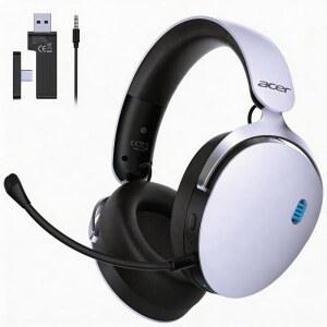 ACER PS5, PS4, PC, 스위치용 2.4GHZ 헤드셋, 배터리, 트라이모드 무선 포함, 드라이버 사운드, 헤드폰, 이상 게이밍 40시간 스테레오 마이크, 캔슬링 50MM 노이즈 화이트