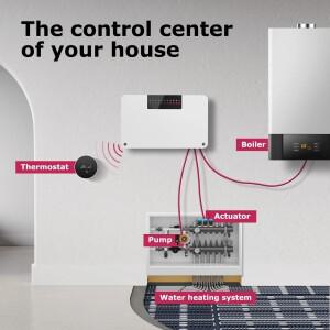 Beok CCT-28-X 온도 조절기 컨트롤러 가스 보일러 물 바닥 난방 시스템 액추에이터 용 무선 Wifi 영역 8 채