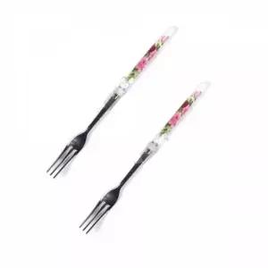 빨간장미 과일스푼 손님용스푼 디저트 티포크 우드 2P 15cm