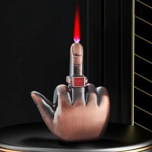 Fuk You 음성 방풍 제트 플레임, 재미있는 미들 핑거 라이터, 휴대용 흡연 액세서리, 리필 가능 부탄, 남성