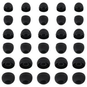 30PCS 실리콘 교체 이어버드 커버 대부분의 이어폰 이어팁(내부 구멍 4MM - 6.5MM) 블랙 이어 쿠션 인 헤드폰 팁 키트에 맞습니다
