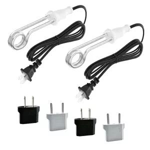 2팩 침지 히터 300W - 120V/600W 240V 휴대용 전기 캠핑 여행 커피/차/수프에 적합